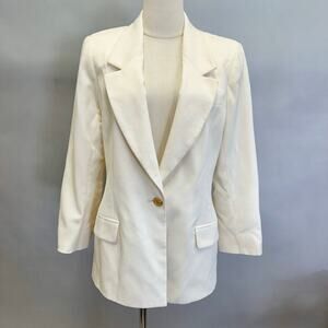 Hawksley & Wright vintage ivory wool blazer single button size 10 petite